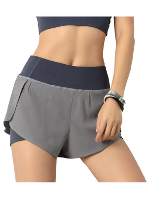 Gray Workout Running Shorts Quick Dry with Pocket
