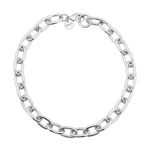 A bold, rounded link chain necklace made of recycled brass with a gold finish, featuring a secure lobster clasp.