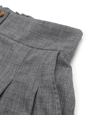 Close up on the waist of gray Perfee Frill Shorts with Pockets