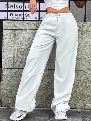 Women's Wide Leg Jeans with Pockets