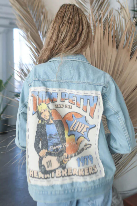 Tom Petty Hand Stitched Denim Jacket for her