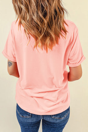 Back view of Heart Round Neck Short Sleeve T-Shirt