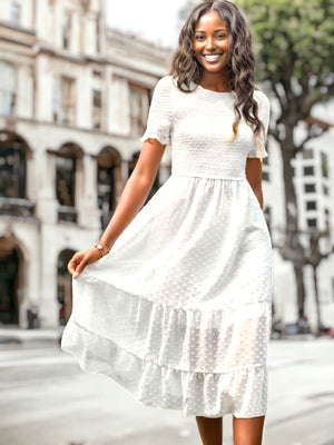Cute Double Textured Tiered Dress