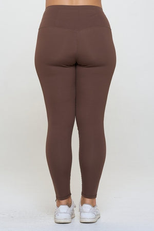 Back view of Yelete Full Size Fleece Lined High Waisted Leggings
