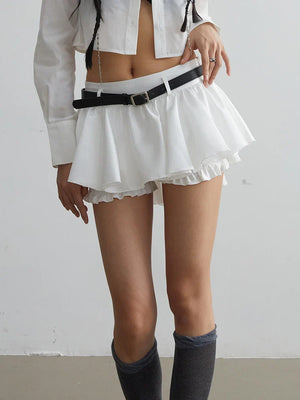 Front view of Faroush Ruffle Mini Skirt