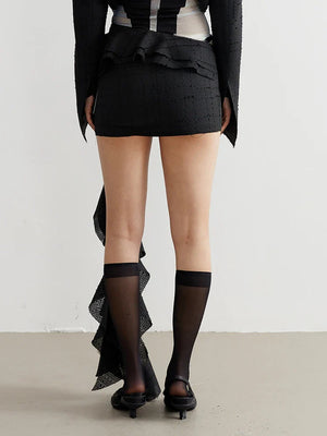 Back view of Manello Ruffle Mini Skirt