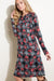 Another front view of FLORAL PLAID PRINT SIDE POCKET HOODIE MINI DRESS