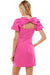 Back of Bubble Sleeve Bow Back Dress-pink