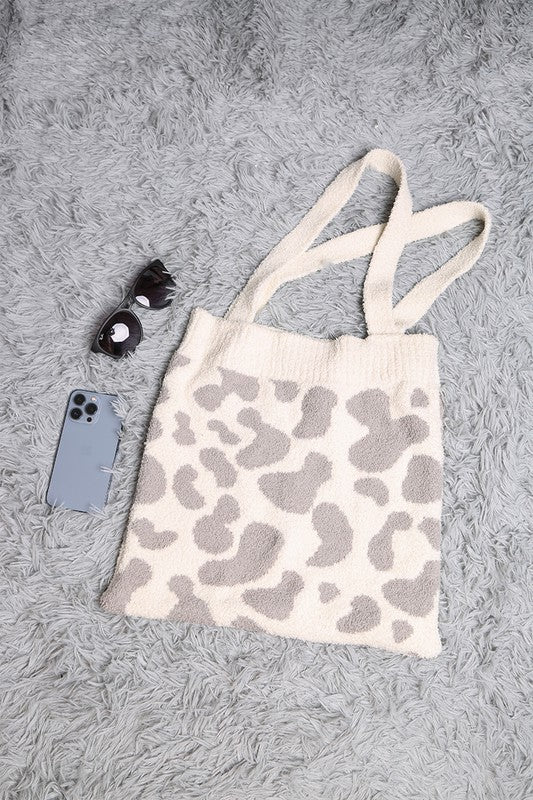 Cow Print Luxury Soft Knitted Tote Bag