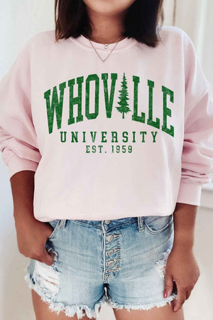 Pink WHOVILLE UNIVERSITY GRAPHIC SWEATSHIRT