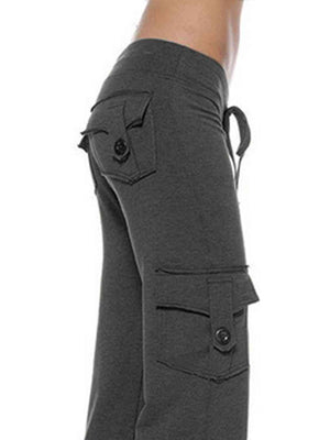 Top half of Mid Waist Pants with Pockets-gray