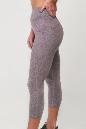Close up view of gray Capri Legging with Pockets for women