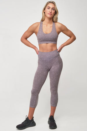 Full view of gray Capri Legging with Pockets for women