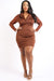front view of Collared bodycon dress with mesh sleeve