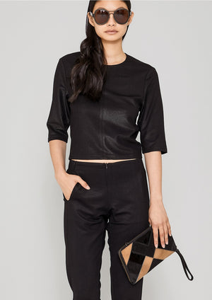 SHIRT SHORT SLEEVES - FANCY TECH LACES STRETCH black by BERENIK - East Hills Casuals