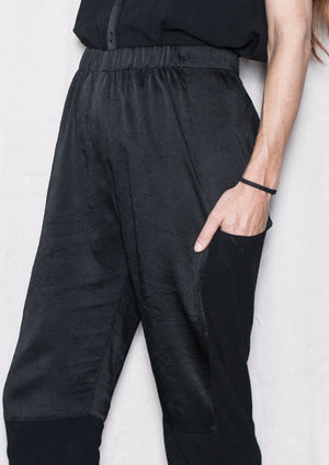 PANTS LOOSE ELASTIC - BLACK shiny by BERENIK - East Hills Casuals