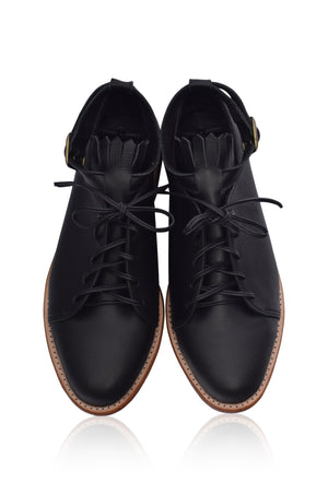 Black Boston Leather Oxfords