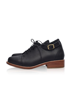 Black Boston Leather Oxfords