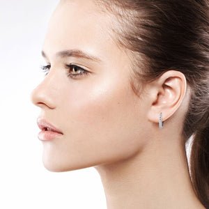 10MM Diamond and 14K White Gold Huggies for Women