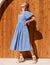 Full picture of Cherie Puff Sleeve Midi dress- caribbean blue