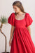 Cherie Puff Sleeve Midi dress-red