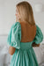 Back of Cherie Puff Sleeve Midi dress- tosca