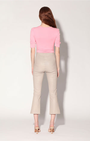 View of back of Lori Pant, Dove - Leather