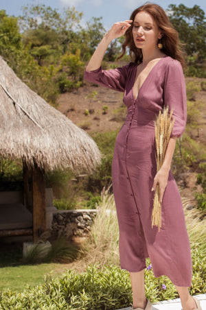 Whisper Light Button up Midi Dress by ELF - East Hills Casuals