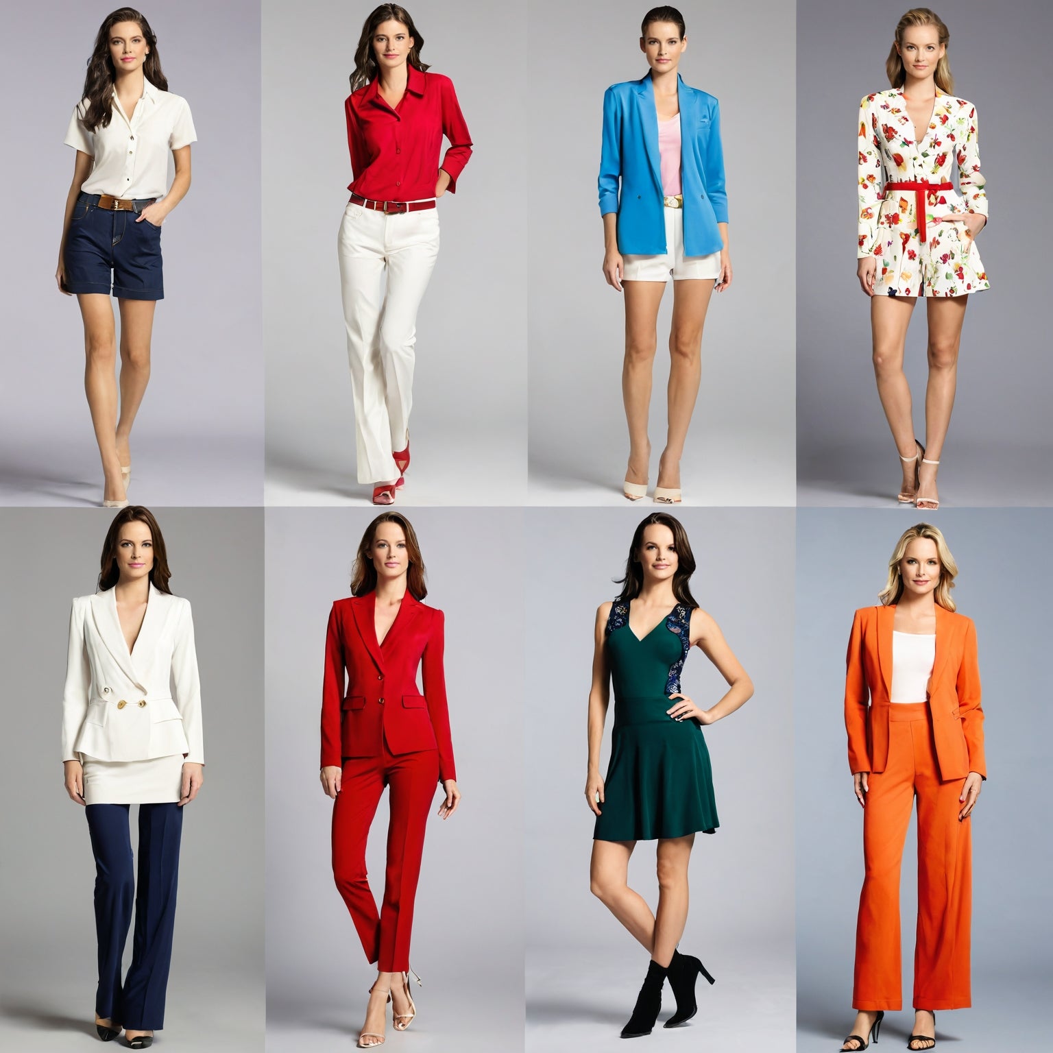 A picture of different women's outfits