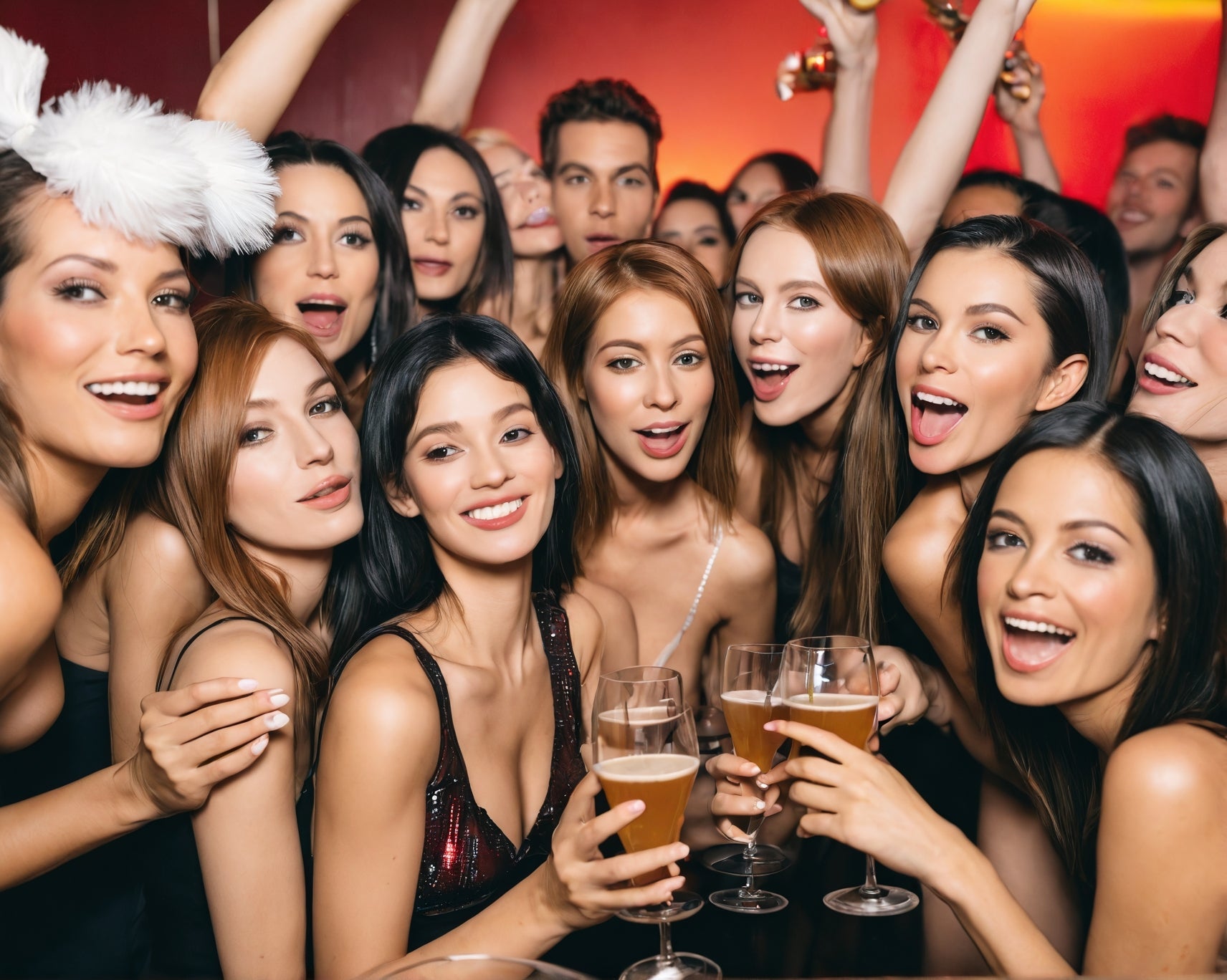 Many people at a party having a good time