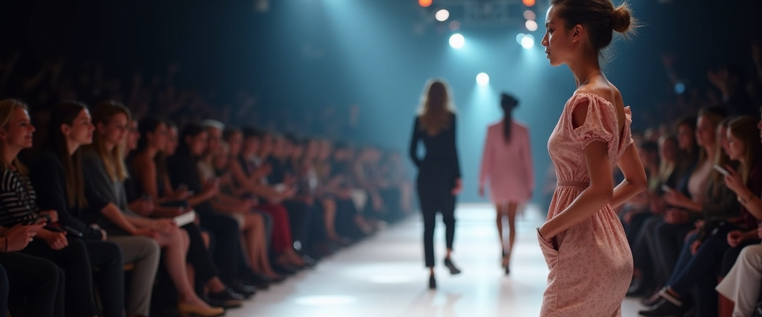 Women walking down a runway in a fashion show