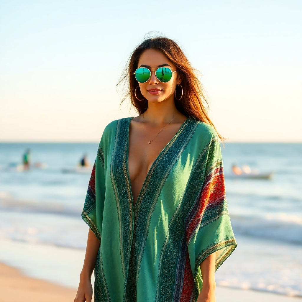 woman on the beach in sun glasses 