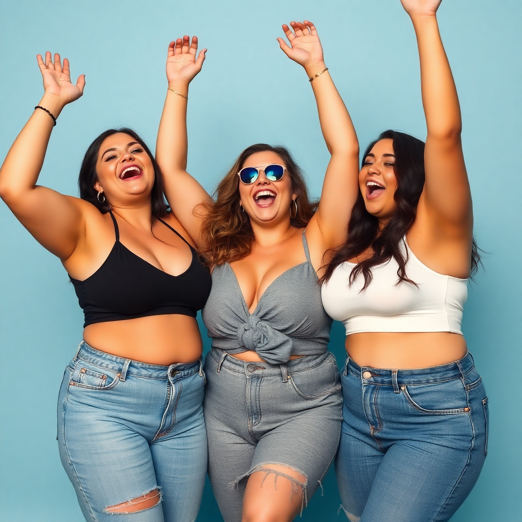 Three women showing their confidence 