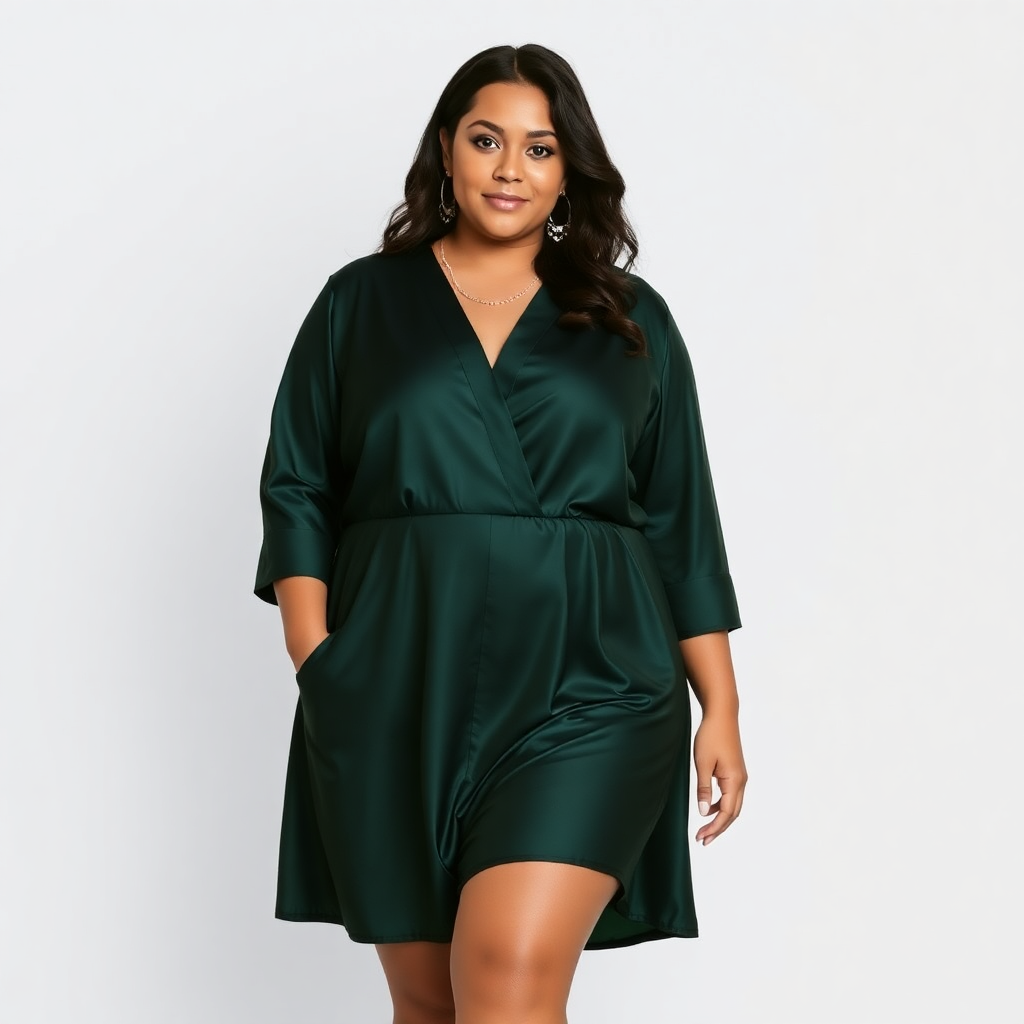 Beautiful black lady wearing a short green dress