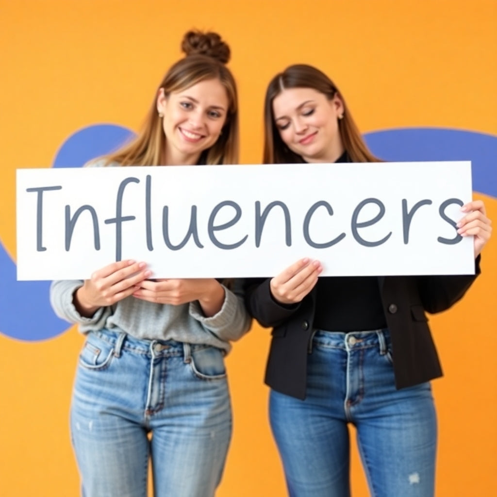 Two women holding a sign that say influencers