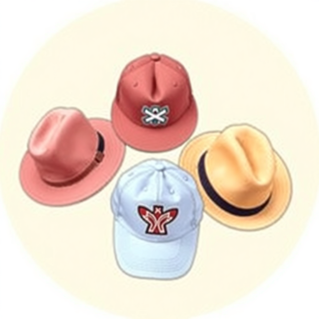 A picture of different style hats