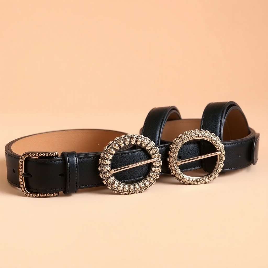 Picture of three brown belts for women