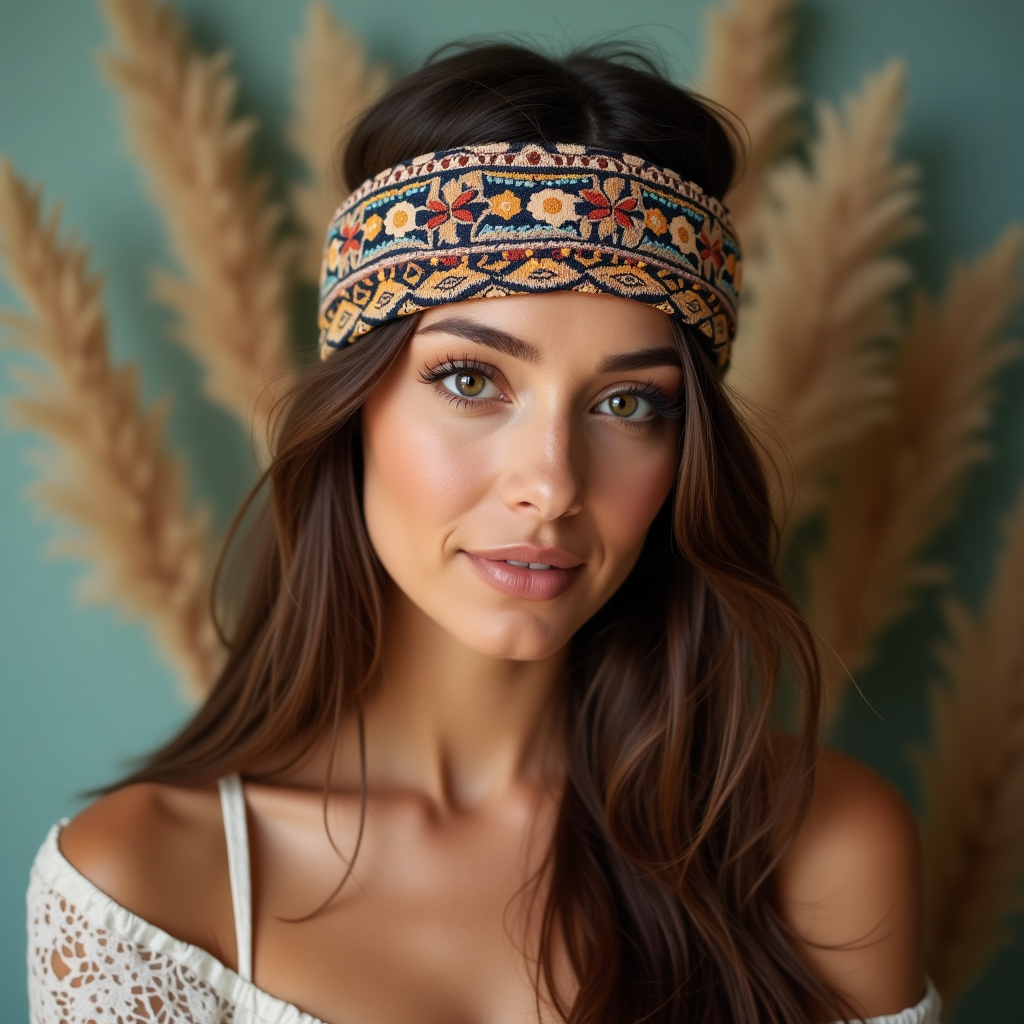 A picture of a woman wearing a Boho Headband