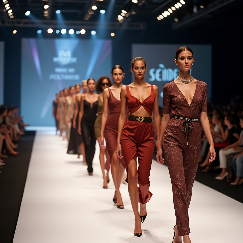 A picture of fashion models walking the runway