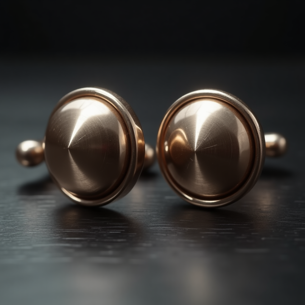 A picture of a pair of silver cufflinks