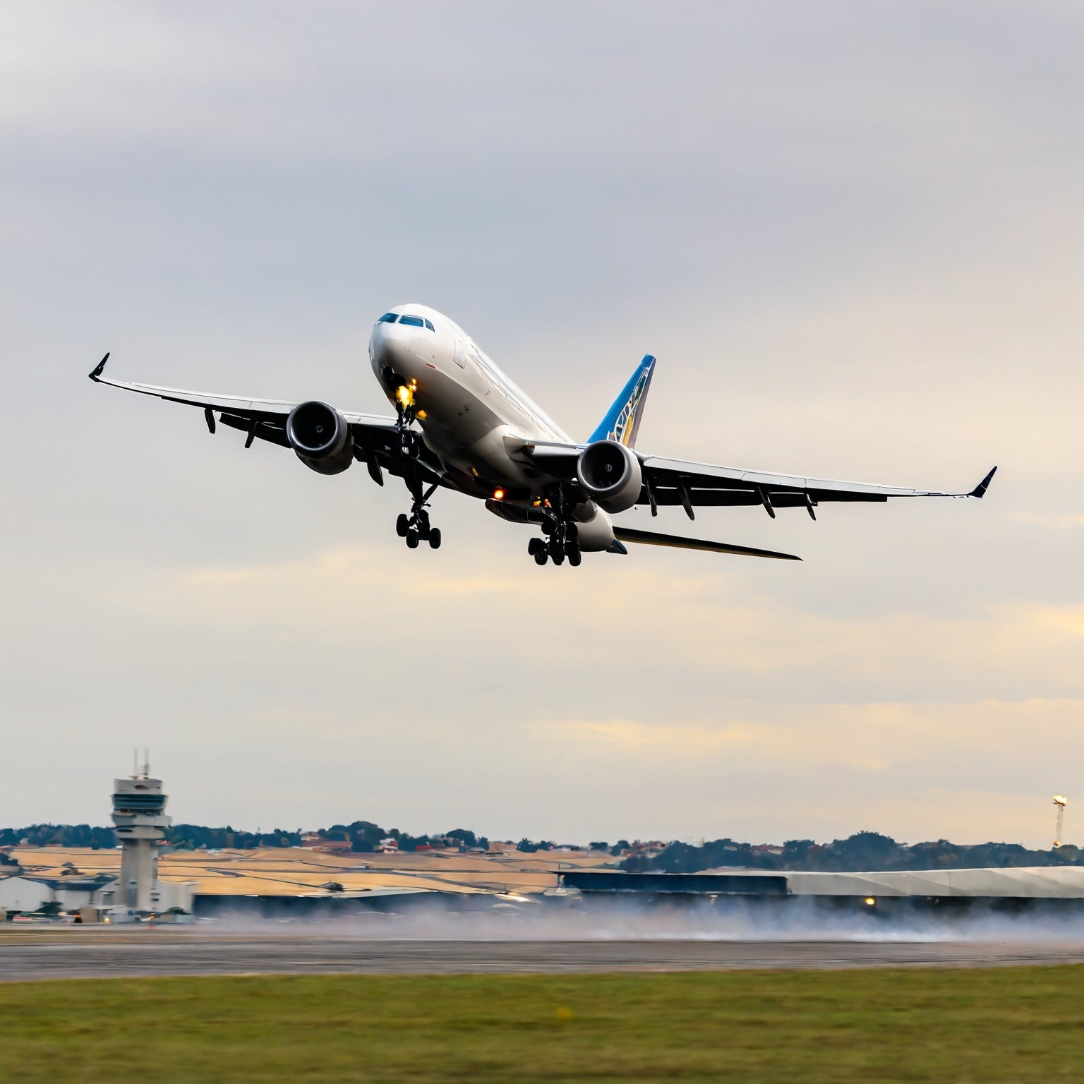 A picture of a airplane taking off