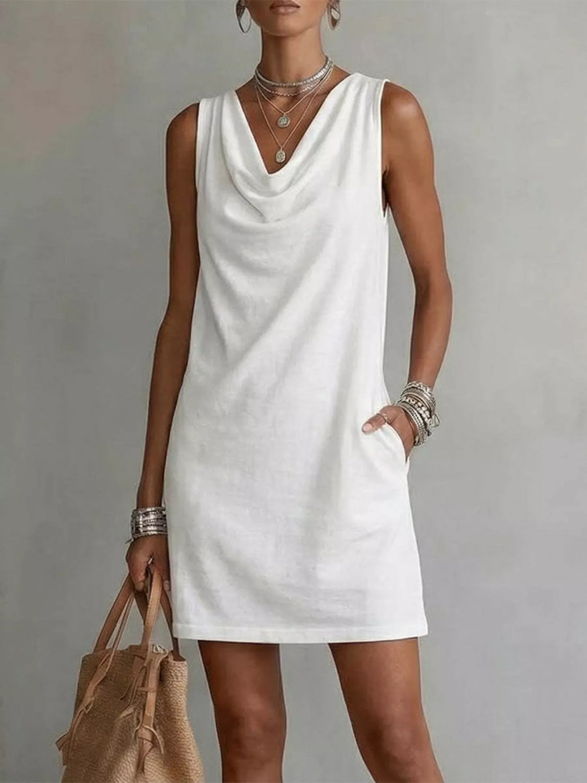Woman wearing a stylish mini dress