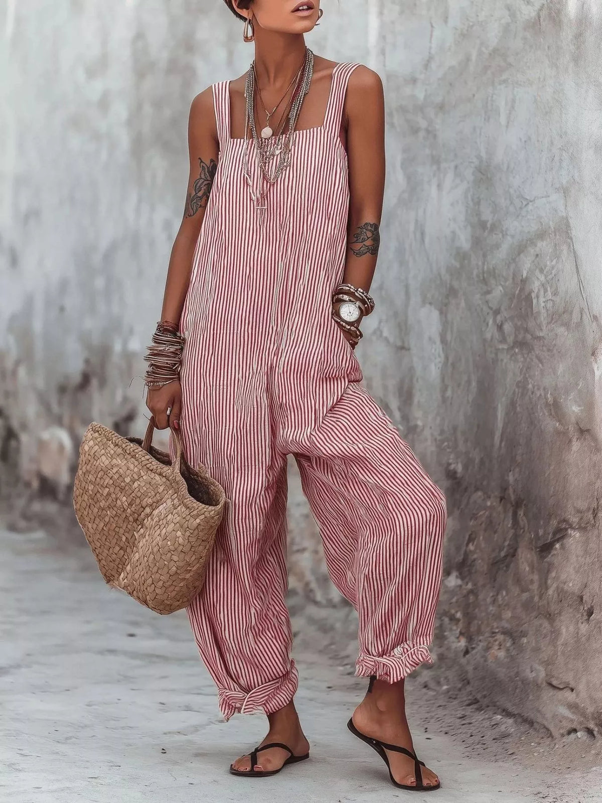 Woman wearing a plus size jumpsuit