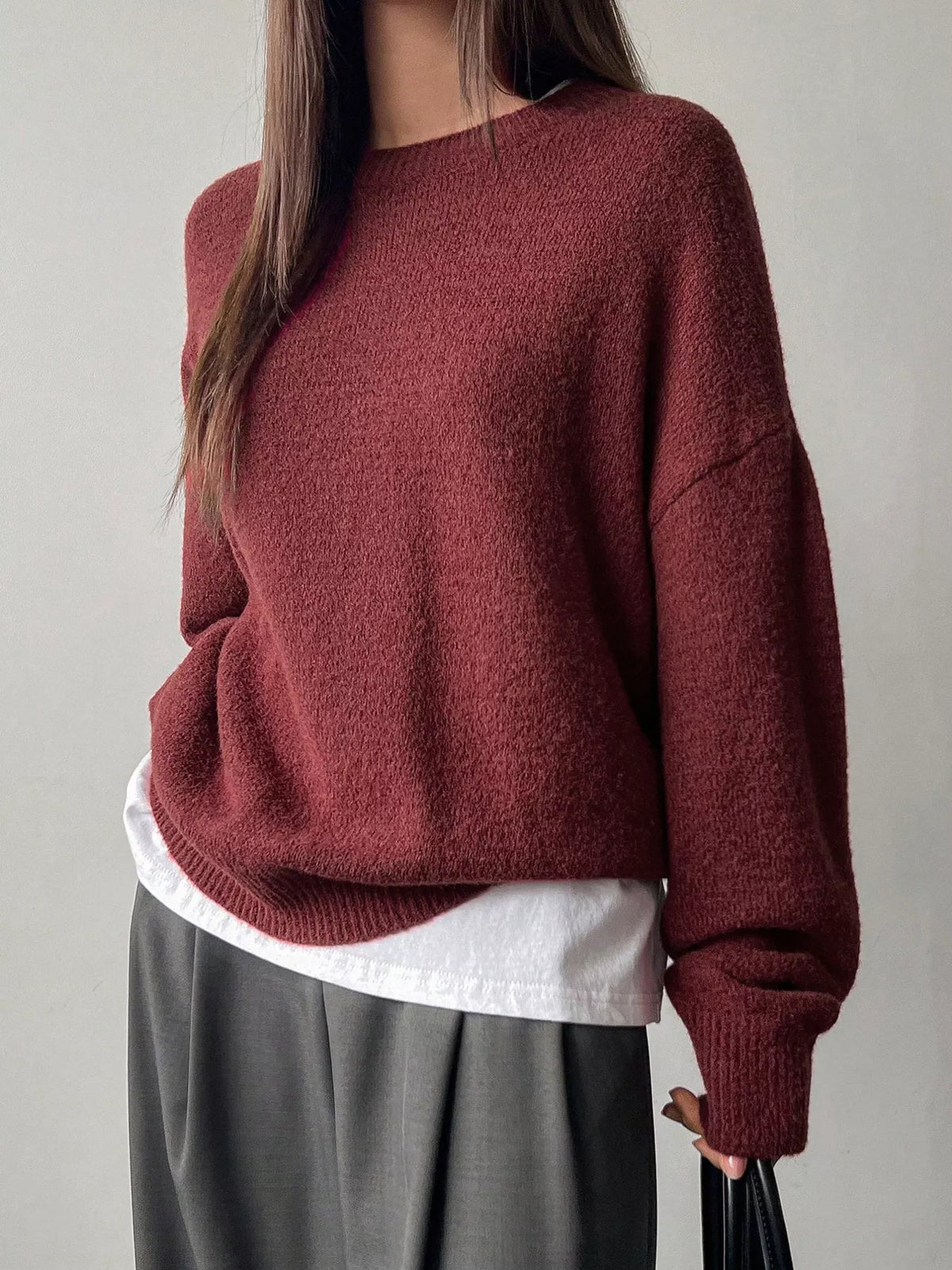 Woman wearing a plus size sweater