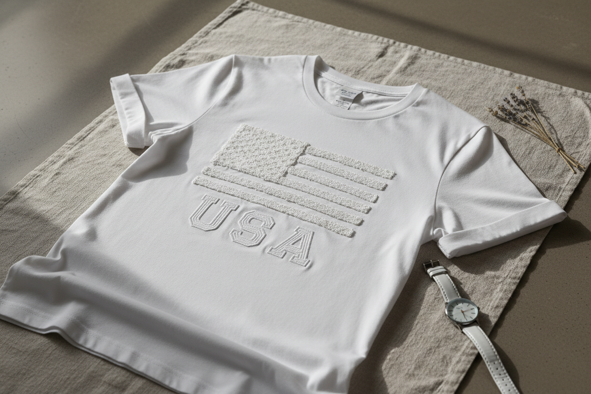 Woman wearing usa t shirt