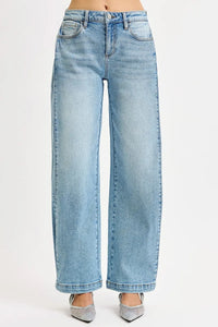 Light blue jeans on a white background