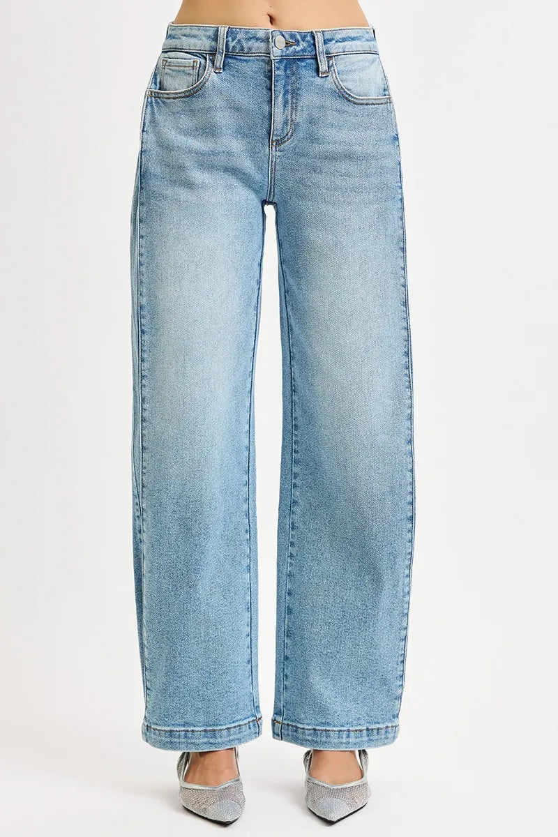 Light blue jeans on a white background