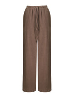 Brown wide-leg pants on a white background