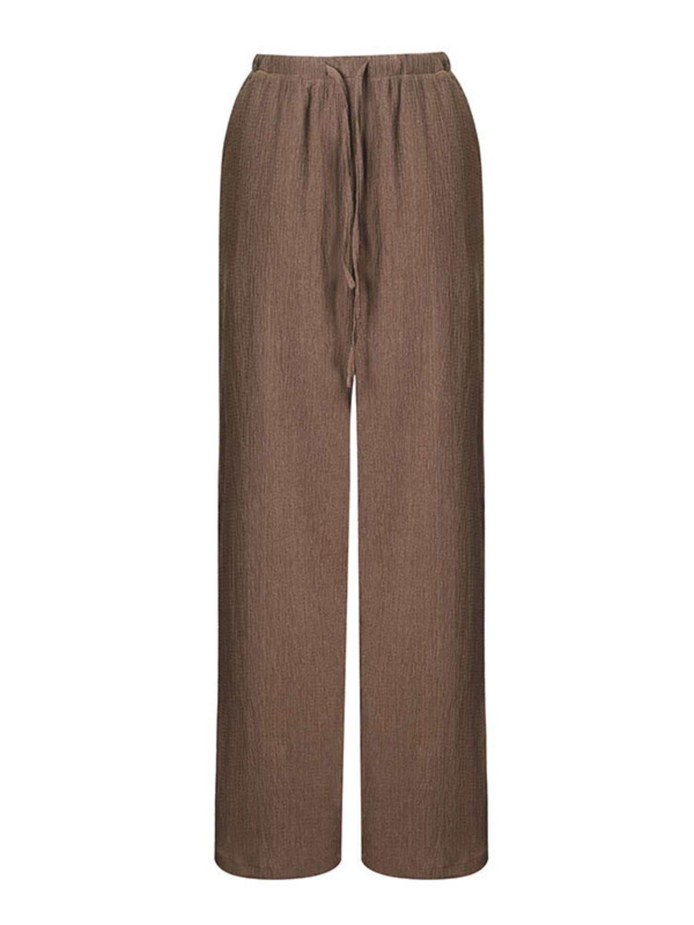 Brown wide-leg pants on a white background
