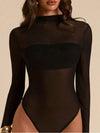 Mock Neck Long Sleeve Bodysuit For Women